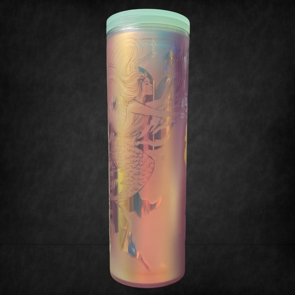 Starbucks Other - Starbucks Summer 2022 16 oz. Frosted Iridescent Siren Mermaid Travel Tumbler